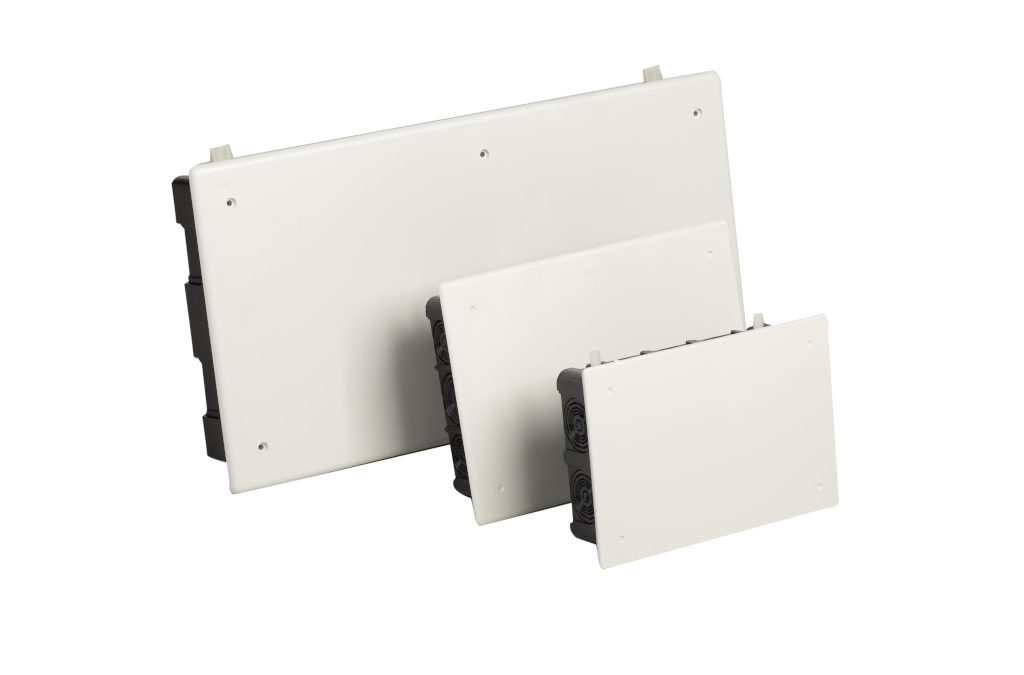 Junction boxes for hollow partition wall type pladur